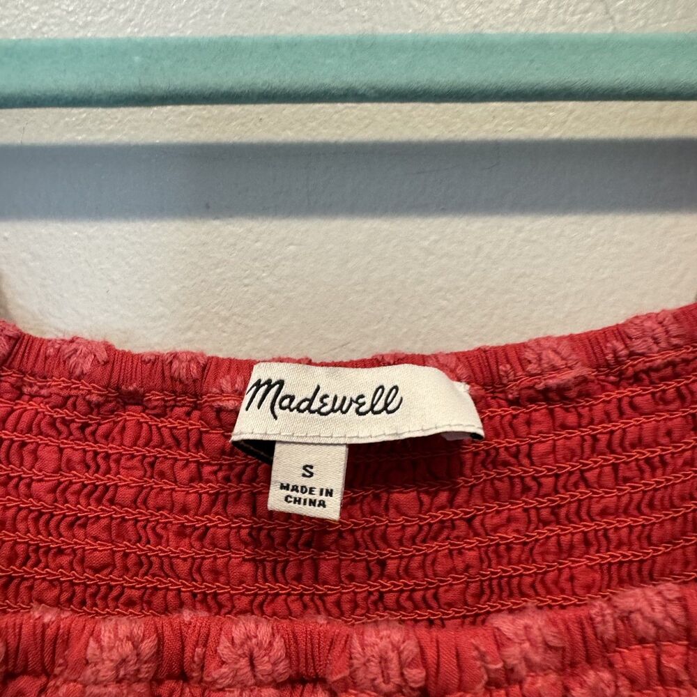 Madewell Eyelet Lucie Smocked Mini Dress Red Picnic Brunch Vacation Women Small - Picture 4 of 10